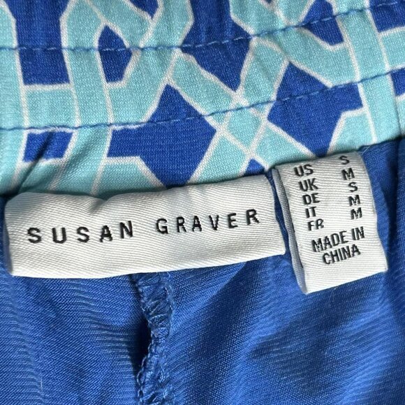 Susan Graver Skort Womens Small Blue Geometric Pull On Stretch Built In Shorts - Picture 3 of 10